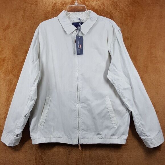 VINEYARD VINES Jacket Mens Large Stone Heritage Harrington Waxed Cotton $218 - Picture 2 of 10
